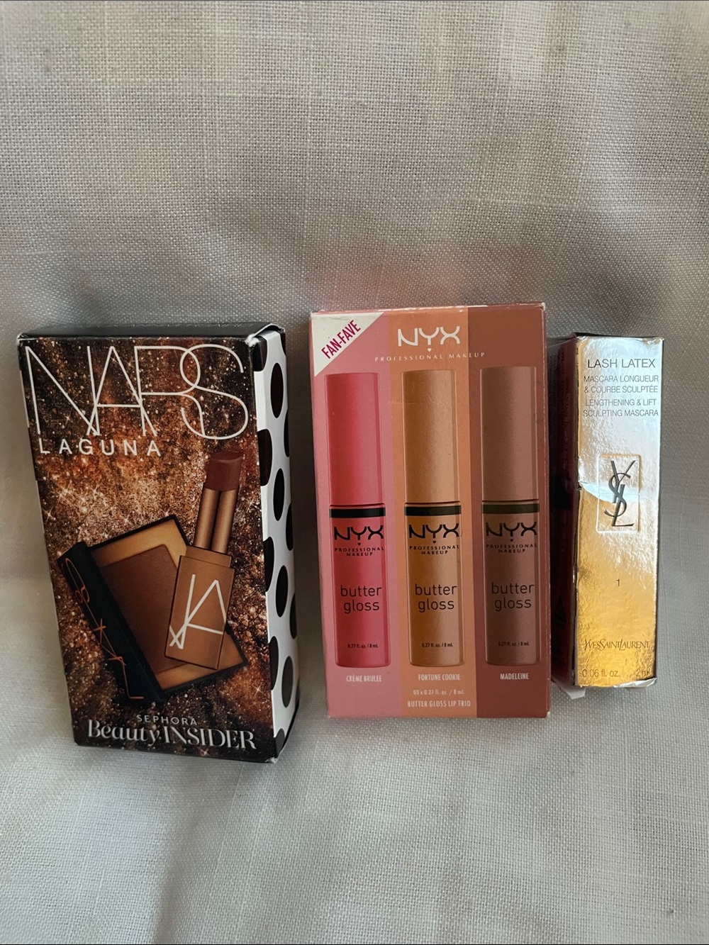 YSL Black Lash Latex Mascara-NARS Blush & Lipstick-NYX Butter Gloss NEW